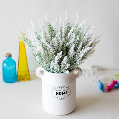 1 lot de fleurs artificielles romantiques, lavande de Provence, Vase décoratif en plastique pour la maison, pour décoration de mariage, fausse plante de noël