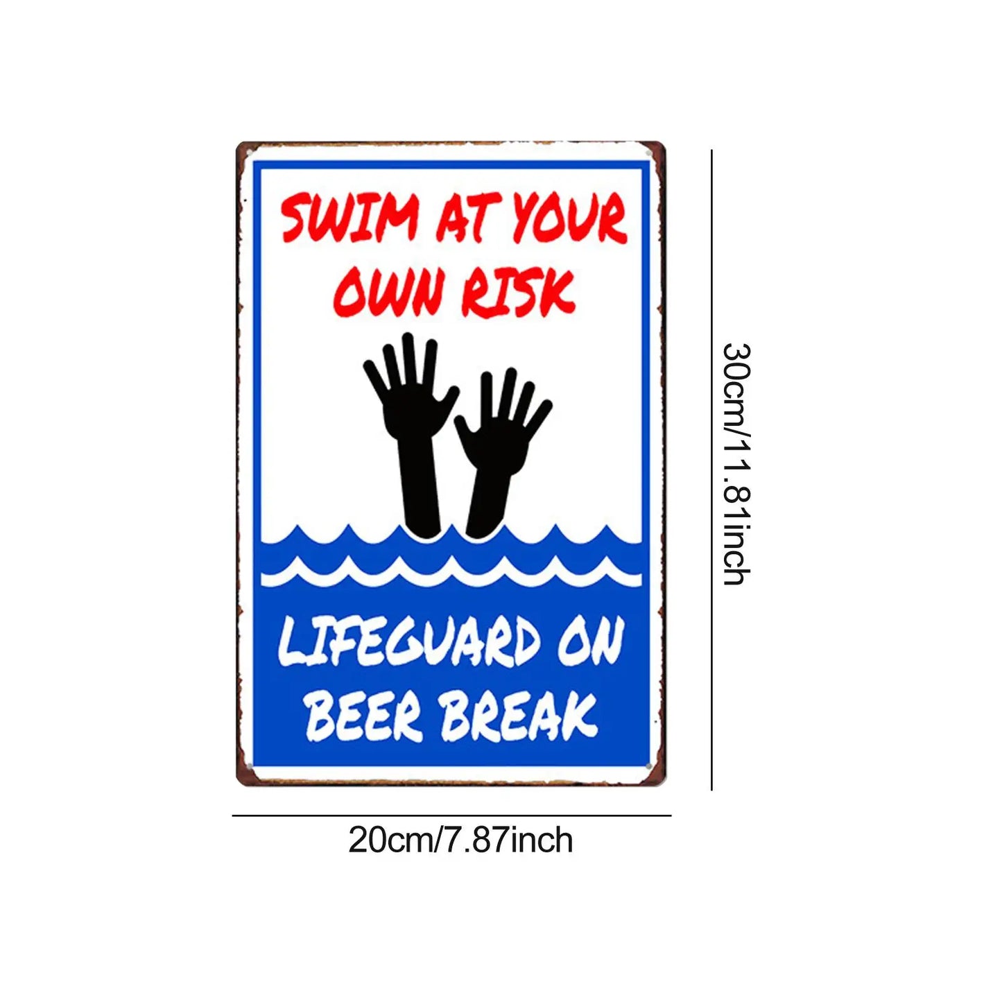 Swimming at Your Risk Risks Pool Pool Pool Sign Plate Plate Plate for Gardens Lakeside Beach