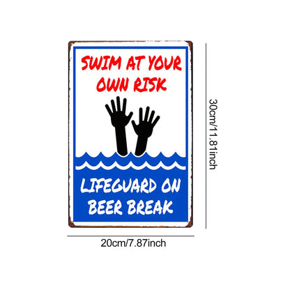 Swimming at Your Risk Risks Pool Pool Pool Sign Plate Plate Plate for Gardens Lakeside Beach