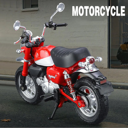 1/12 Alloy Honda Monkey Motorcycle Model Toy Simulation Diecasts Motor Front Rear Wheel Suspension Car for Child Birthday Gifts
