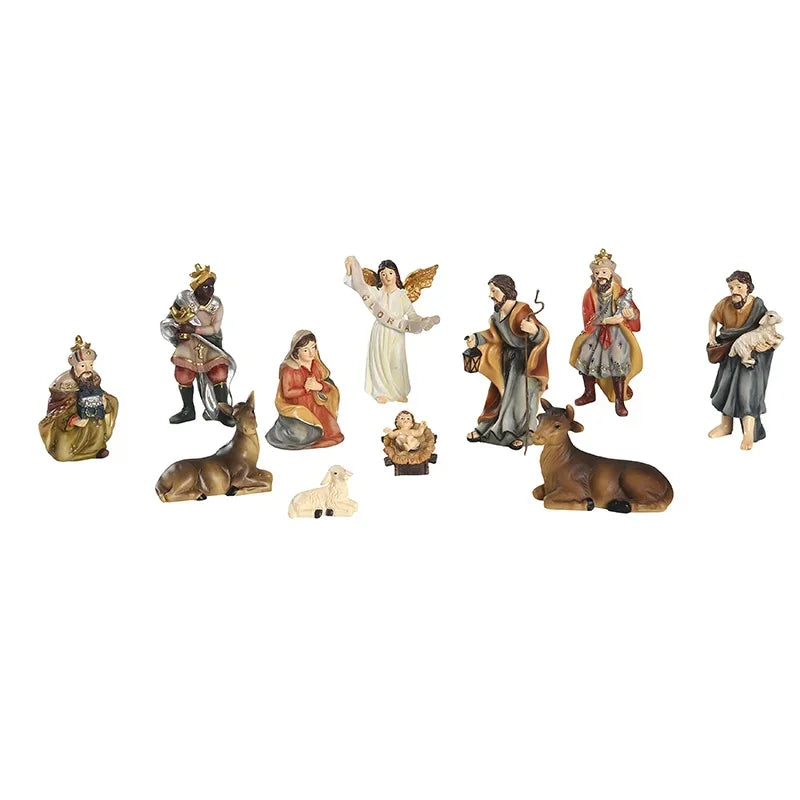 11pcs/ Set 10cm Christ Birth of Jesus Ornament Gifts Nativity Scene Crafts Resin Christmas Manger Decoration Catholic Figurines