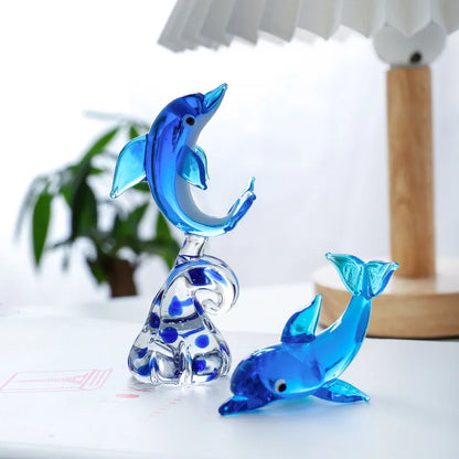 Crystal Dolphin Figurine Glass Lovely Sea Animal Ornament Home Table Statue Decor Fish Tank Craft Paperweight Kid Christmas Gift