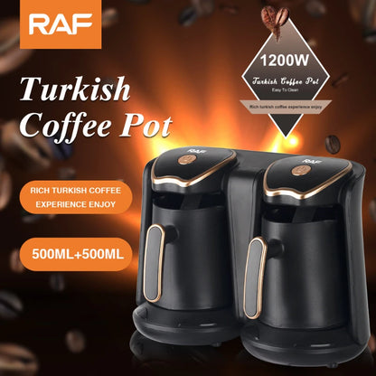 1000ml Coffee Makers Portable Automatic Turkish 1200W Double Coffee Boiler Machine Electric Pot AC 220V for 10 Cups Home Office