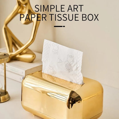 Luxury Golden Tissue Boxes Storage Napkin Holder Paper Case Organizer Ornament Craft Desktop Tissue Holder Kitchen Tissue Box