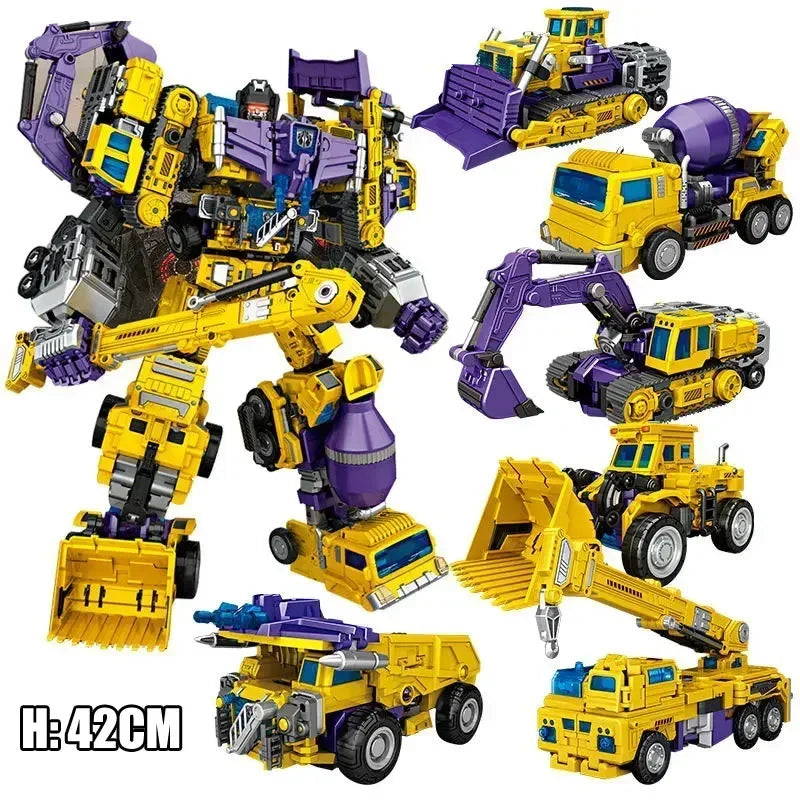 NBK 3349 Transformation Toy Devastator 6in1 Combiner Robot Action Movie Figures Model Bulldozer 42cm Oversize Deformation Car