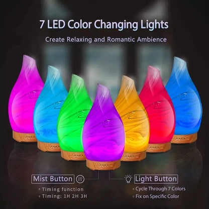 LED 3D-Glas-Aroma-Diffusor, ätherisches Öl, Aromatherapie, Luftbefeuchter, Zuhause, Schlafzimmer, bunter Glas-Aroma-Diffusor für Zuhause