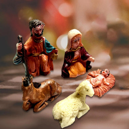 Set of 5 Birth of Jesus Christmas Ornament Catholic Nativity Figurines Set