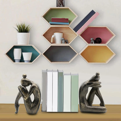 Thinker Bookends Ornament Home Office Modern Table Female Sculpture Book Organizer Support Book Stand Bookshelf Figurine Bookend