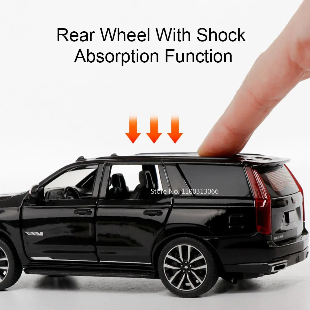 1:32 Escalade Cars Models Toys Rubber Tires Miniature Vehicles with Light Music Wheel Pull Back Toy Car for Child Adult Gifts