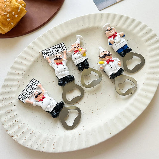 Cartoon Cute Chef Bottle Opener Refrigerator Sticker Series Creative 3D Chef Shaped 3D Magnetic Bottle Opener