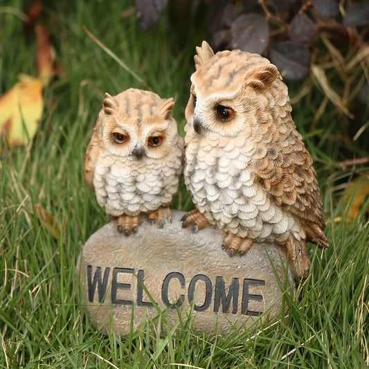 Bird Garden Decor, Welcome Sign Sculptures Statues for Yard Patio Lawn Funny Fairy Ornaments Outside Figurine Home Decorations