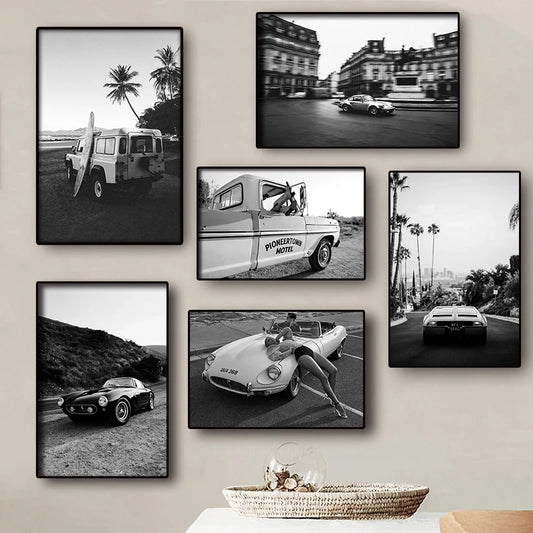 Black and White Store Poster Wall Art Canvas Print Luxury Fashion Super Car Picture for Living Room Home Nordic Decor Posters