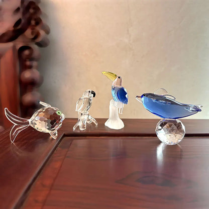 K9 Crystal Glass Figurines Miniature Sculpture Handmade Glass Animal Statue Paperweight Collection Table Home Decor Xmas Gift