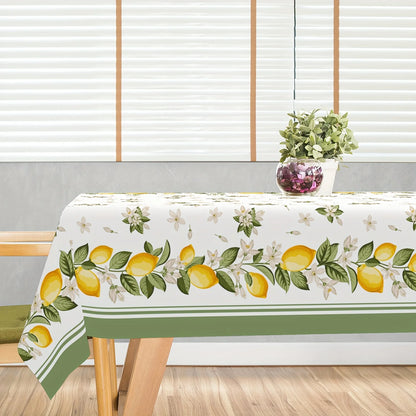 Lemon Floral Rectangle Tablecloth Holiday Home Party Decor Summer Flowers Leaves Plants Table Cloths Kitchen Dining Table Decor