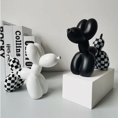 Schachbrett Ballon Hund Skulptur Tier Dekoration Figuren Desktop Home Decor Hund Statue Schwarz Abstrakte Moderne Handwerk