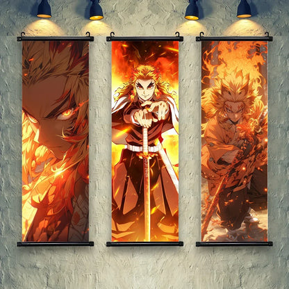 Demon Slayer Hashira Nezuko Agatsuma Zenitsu Inosuke Scroll Canvas Wall Hanging Painting Home Decor Anime Poster Wall Art Room