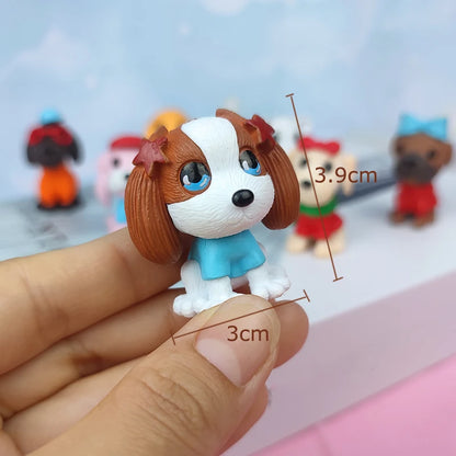 8 pcs/set Mini Dogs Figurines Cute Puppies Ornaments Fairy Garden Miniatures Cake Topper Car Home Decoration Accessories