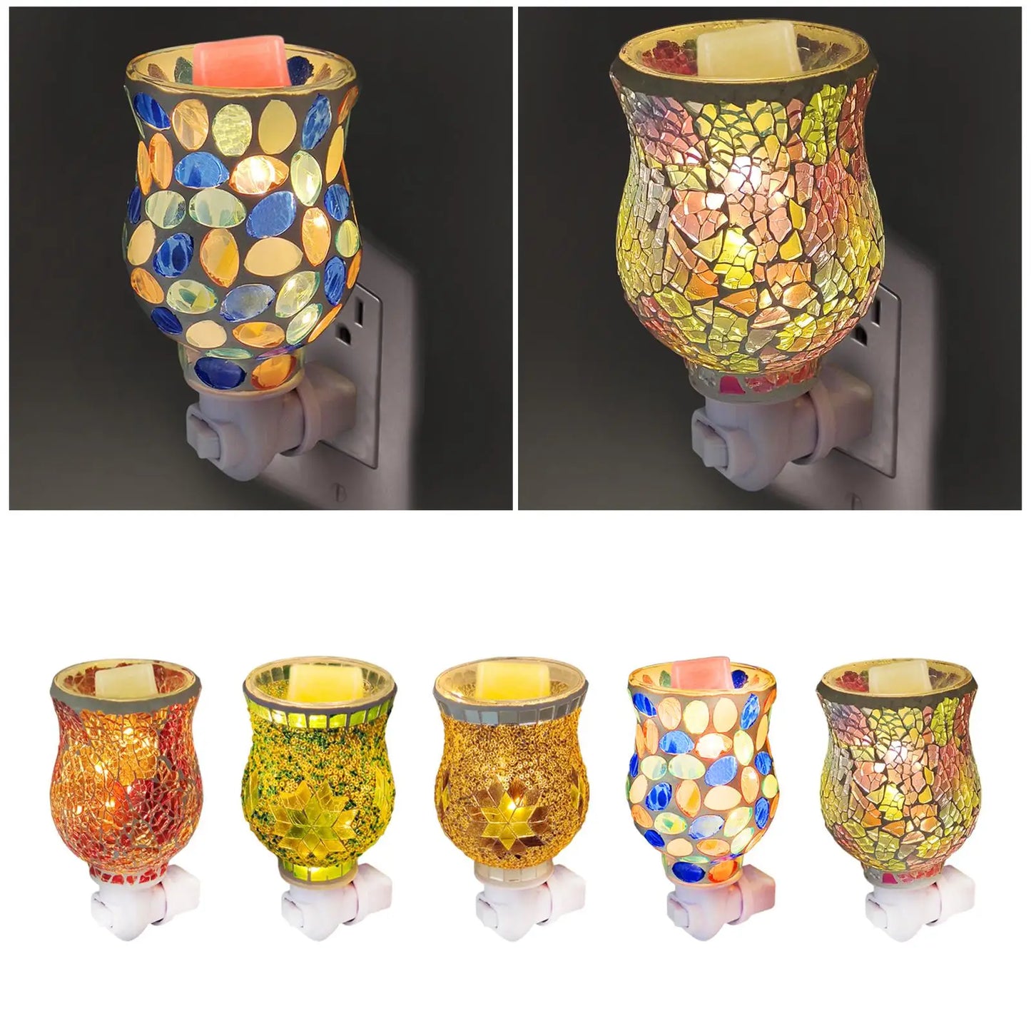 Wax Melt Warmer Lamp Creative Usplug Burner Ornament Diffuser Candle Decorative Mosaic Night Light for Kitchen Office