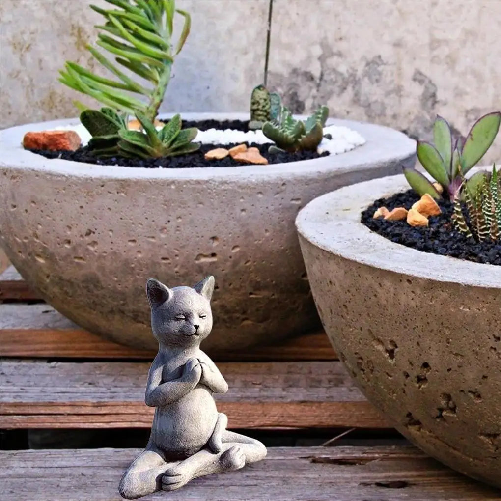 Yoga Pose Meditation Dog Cat Frog Statue Ornaments Waterproof Prayer Zen Bulldog Sculpture Crafts Garden Decoration Figurine