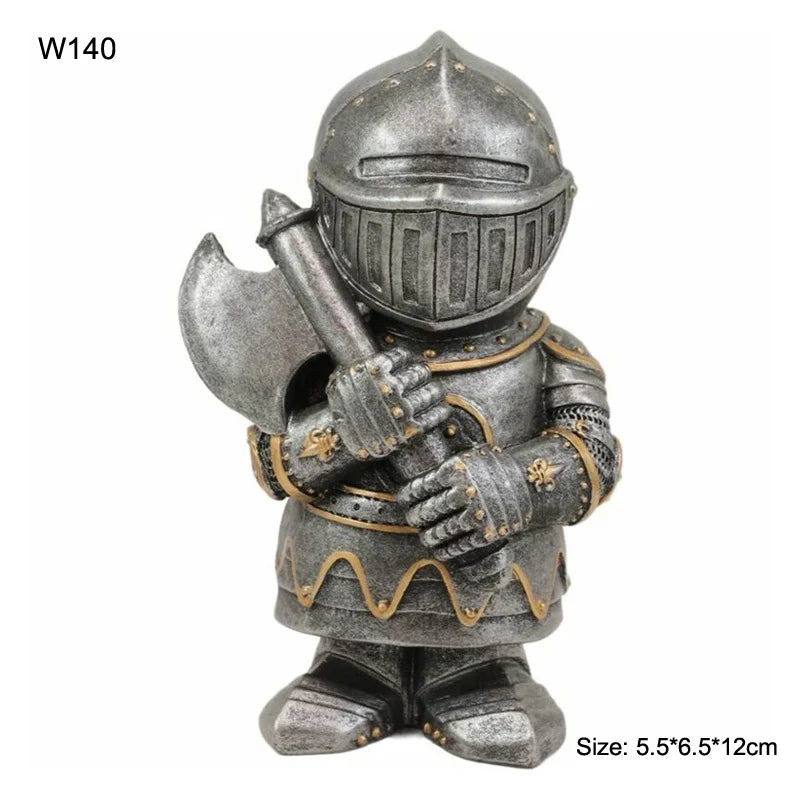 1pc Outdoor Garden Resin Statue Medieval Garden Knight Gnomes Guard Statues Sculpture for Yard Lawn Art Decor Ornaments