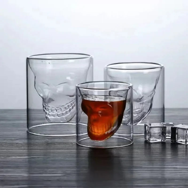 Skull Glass Cups 25/75/150/250ml Crystal Clear Creative Designer Party Bar Vodka Beer Drinking Glasses Unique Novelty Gift