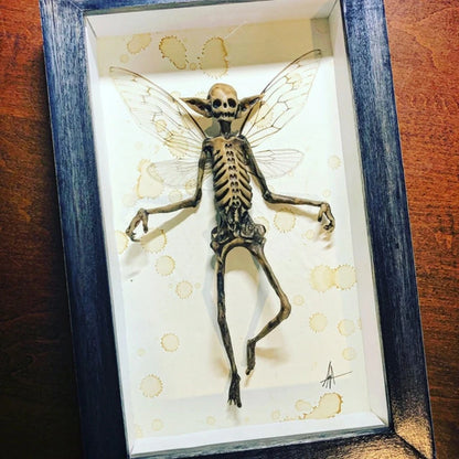 Gothic home decor Mummified fairy Fairy skeleton Witchy decor Fairy specimen Statue Picture Frames Display Painting 2023