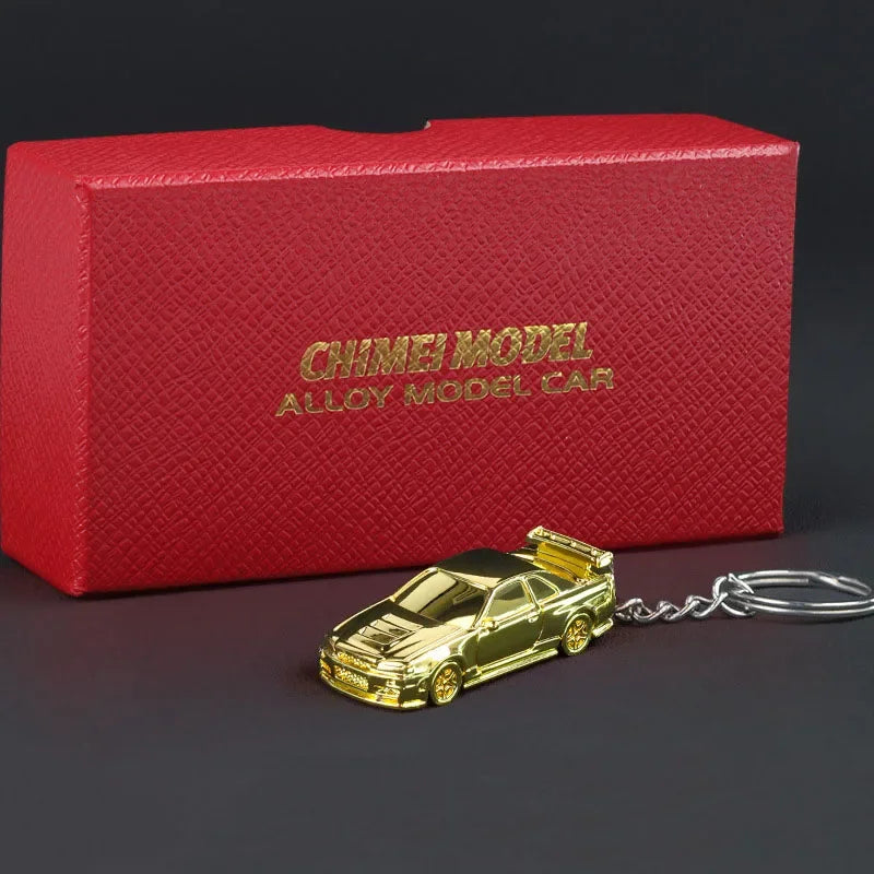 1:64 Scale Rs7 GTR-R34 Toy Car Model Alloy Diecast Miniature Key Ring Exquisite Spray Painting Key Pendant for Child Adult Gifts