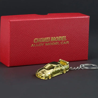 1:64 Scale Rs7 GTR-R34 Toy Car Model Alloy Diecast Miniature Key Ring Exquisite Spray Painting Key Pendant for Child Adult Gifts