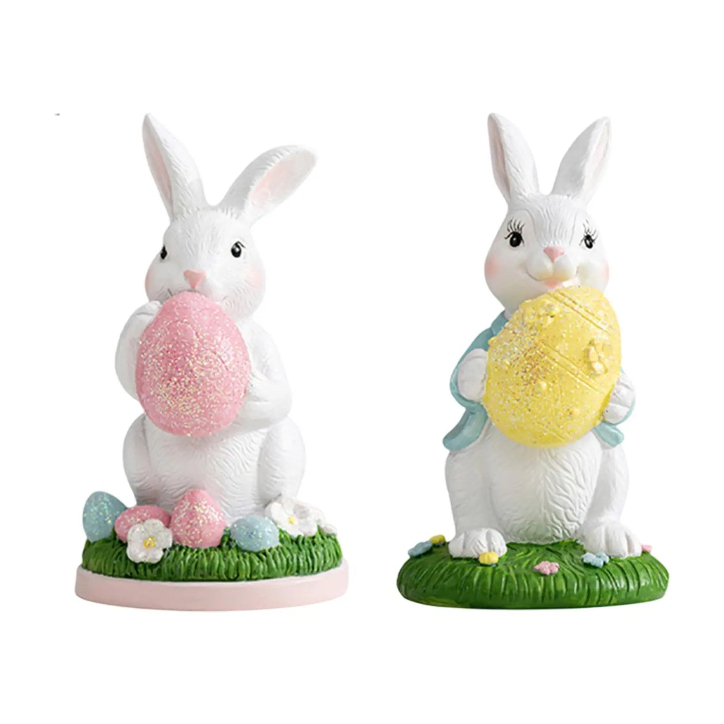 Easter Bunny Statue Desktop Decoration Collectible Holiday Decor Resin Ornament