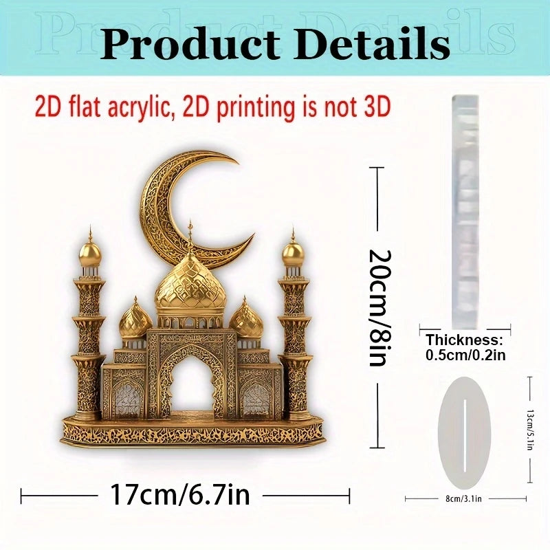 Ramadan Festival 2D Acrylic Moon Castle Craft Ornament 2025 Eid Al-fitr Mubarak Decoration Islamic Muslim Home Party Table Gifts