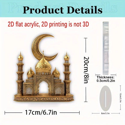 Ramadan Festival 2D Acrylic Moon Castle Craft Ornament 2025 Eid Al-fitr Mubarak Decoration Islamic Muslim Home Party Table Gifts