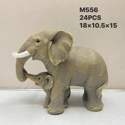 Mother Child Elephant Statue Resin Crafts Living Room Desktop Office Animals Home Feng Shui Decoration Ornaments Creative Gifts