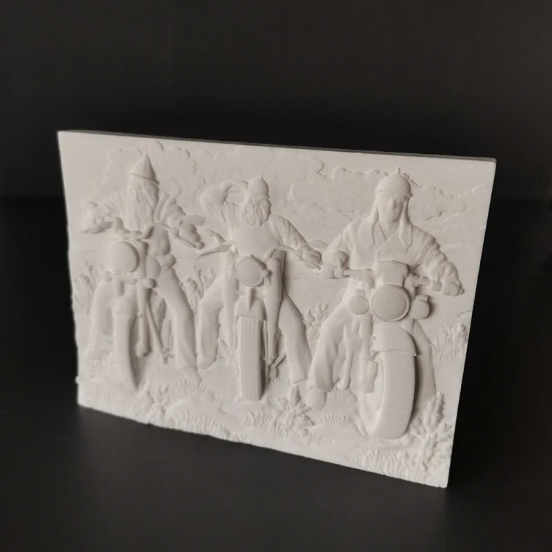 【Motorcycle Rider】Nordic Plaster Relief Painting Home Art Decorations Desktop Decoration Creative Room Luxury Decor Modern Gift