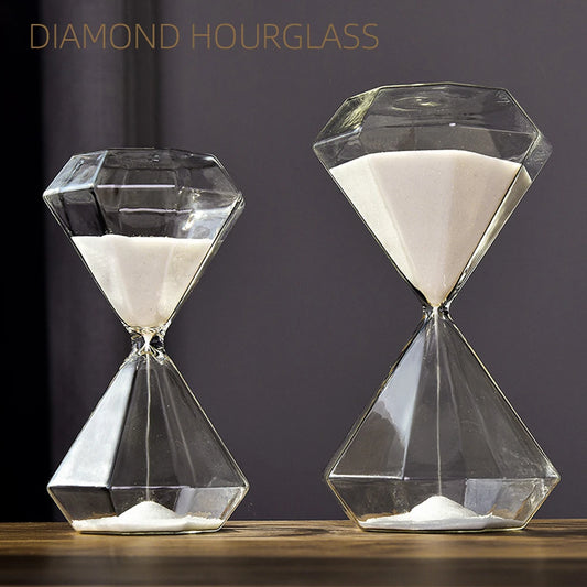 5/15/30min Personalized Transparent Diamond-Shape Hourglasses Wear-Resistance Desktop Decoration For Living Room Bedroom Decor
