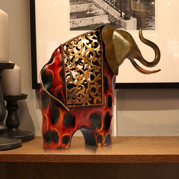 Carved iron art elephant Metal animal sculpture  Home furnishing Articles Handicrafts