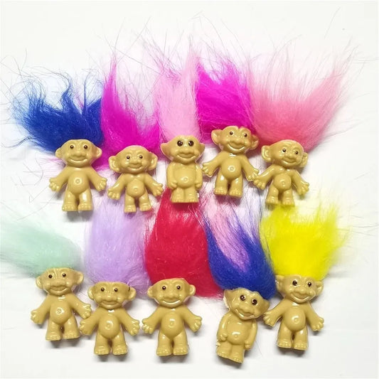 5PCS Hot Anime Figurine Good Luck Troll Dolls Mini Troll Figure Colorful Hair Family Members Toys Vintage Kawaii Trolls Dolls