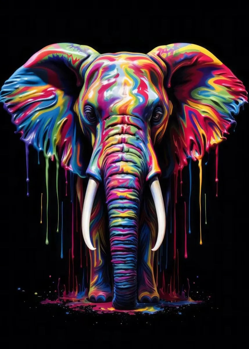 Animals With Paint Canvas Painting Rainbow Dog Sea Otter Elephent Poster Canva Prints HD Pictures Frog Animal Wall Art Unframed