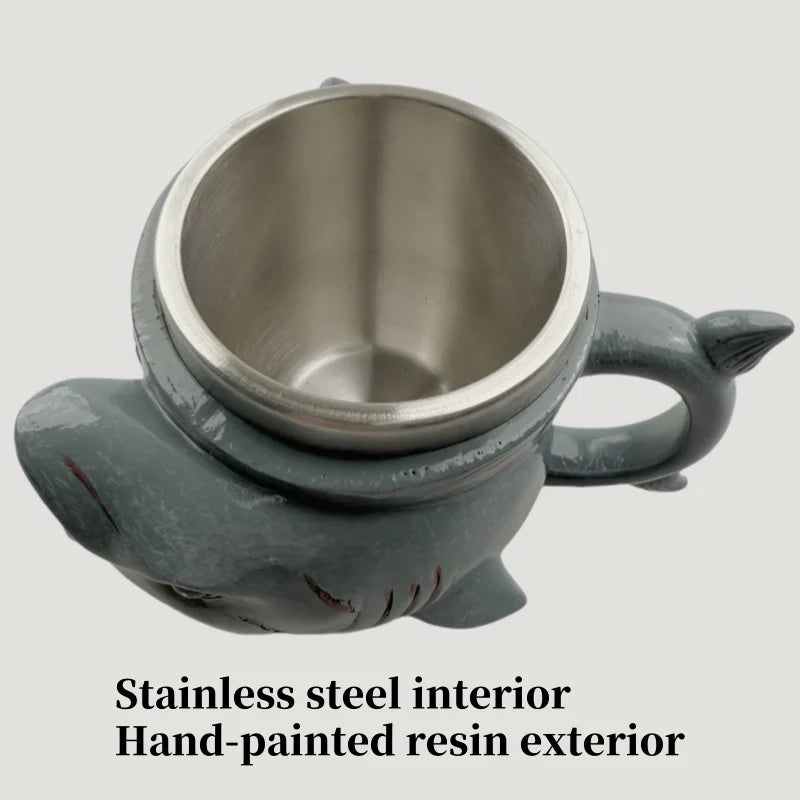 Shark Mug Funny 3D Coffee Cup Stainless Steel Liner Resin Water Cup for Tea Espresso Cocoa Home Decor Gift Drinkware Accessories