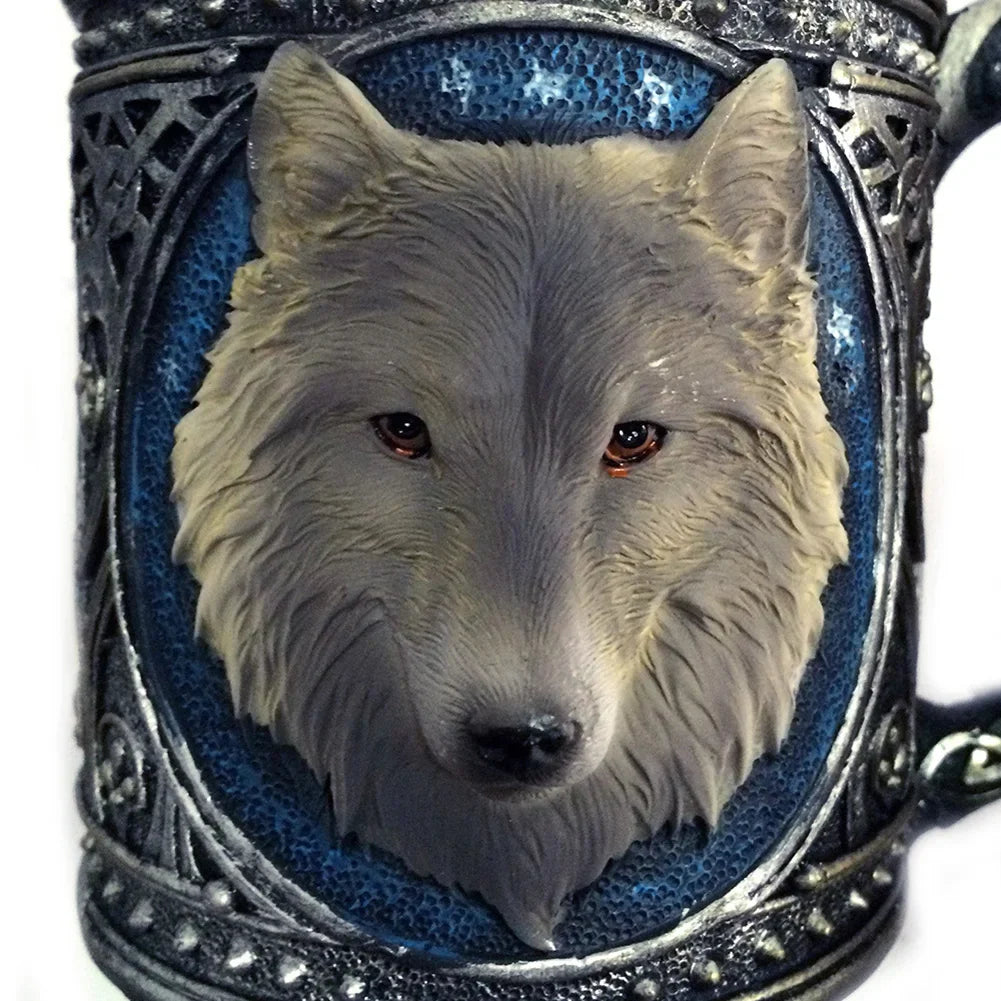 2020 new Wolf Head Stainless Steel Resin Beer Juice Milk Water Cup Home Office Coffee Mug dropshipping