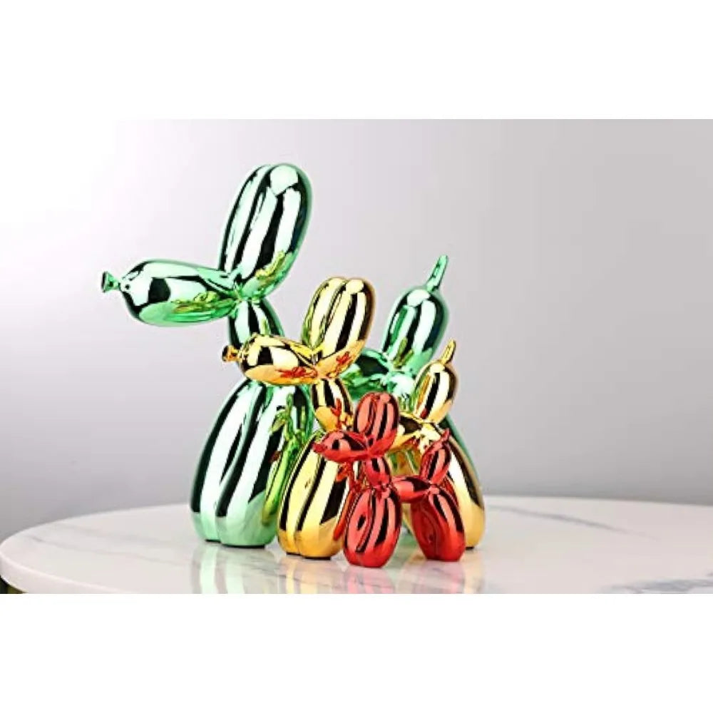 Figurine d'animaux en résine, ballon brillant mignon en forme de chien, Sculpture artistique, artisanat, décoration de maison avec tapis antidérapant porte-bonheur