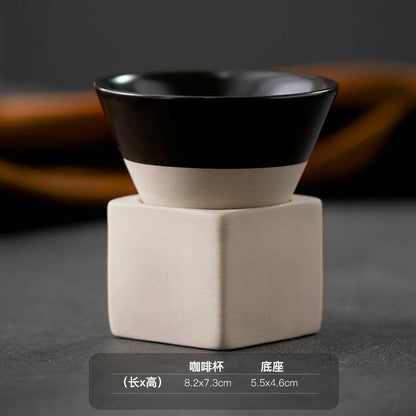 1pc Retro Japanese Triangular Cone Shape Pottery Tea Coffee Cup Pull Ceramic Mug Rough Latte Porcelain Cup For Home Office