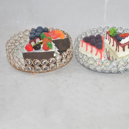 PEANDIM Gold Crystal Cake Stand Mirror Cupcake Dessert Display Decoration Tools Wedding Party Birthday Display Home Storage Tray