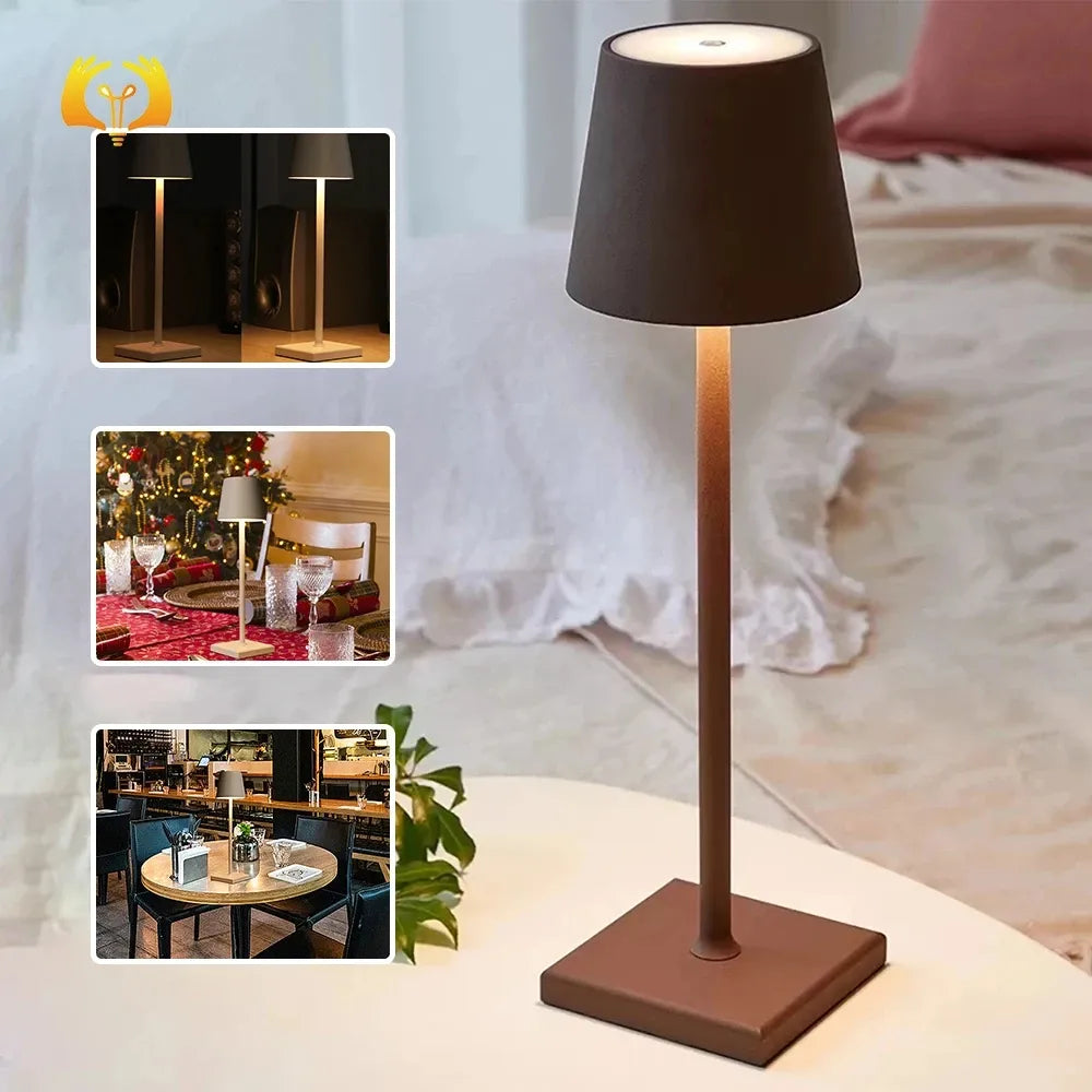 Hotel Cordless Usb Rechargeable Table Lamp Poldina Waterproof Touch Switch Table Lamp for Bedroom Hotel Living Room Restaurant