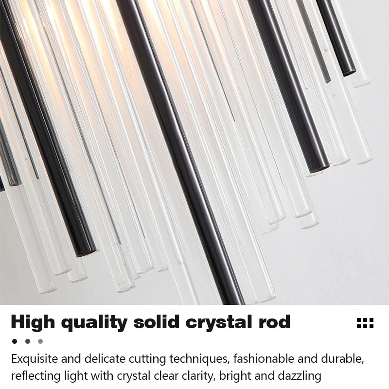 Nordic Luxury Crystal Wall Lamp Stainless Steel Black Gold LED Wall Light Living Room Stairs Bedroom Bedside Room Decor Fixture