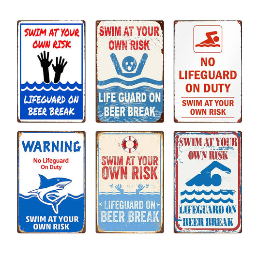 Swimming at Your Risk Risks Pool Pool Pool Sign Plate Plate Plate for Gardens Lakeside Beach