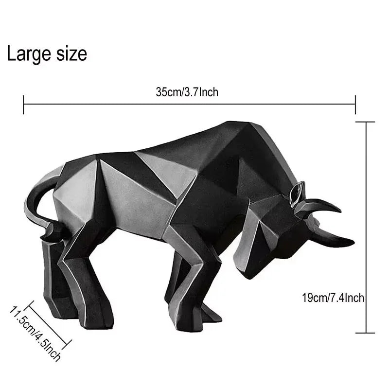 YuryFvna Morden Geometric Bull Statue Ornament Cafe Cattle Sculptures Animal Figurines Abstract Hotel Home Decoration