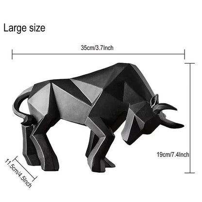 YuryFvna Morden Geometric Bull Statue Ornament Cafe Cattle Sculptures Animal Figurines Abstract Hotel Home Decoration