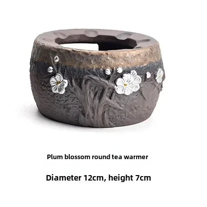 Gold plated glazed beam pot side pot, hot tea cooking stove, with open flame, candles, alcohol, creative silver plum blossom