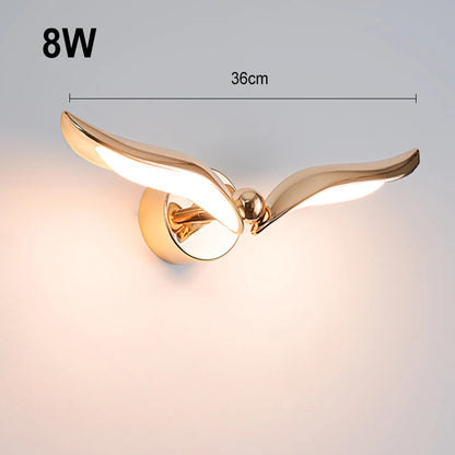 Designer's Creative New Chinese Light Luxury Seagull LED Wall Lamp Gold Living Room Background Bedroom Bedhead Corridor Bar Art