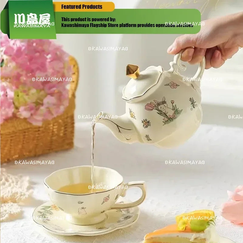 KAWASIMAYA Alice Ceramic Coffee Cups And Saucers, Women's Wedding Housewarming Companion Gift Afternoon Tea Tableware Tea Set